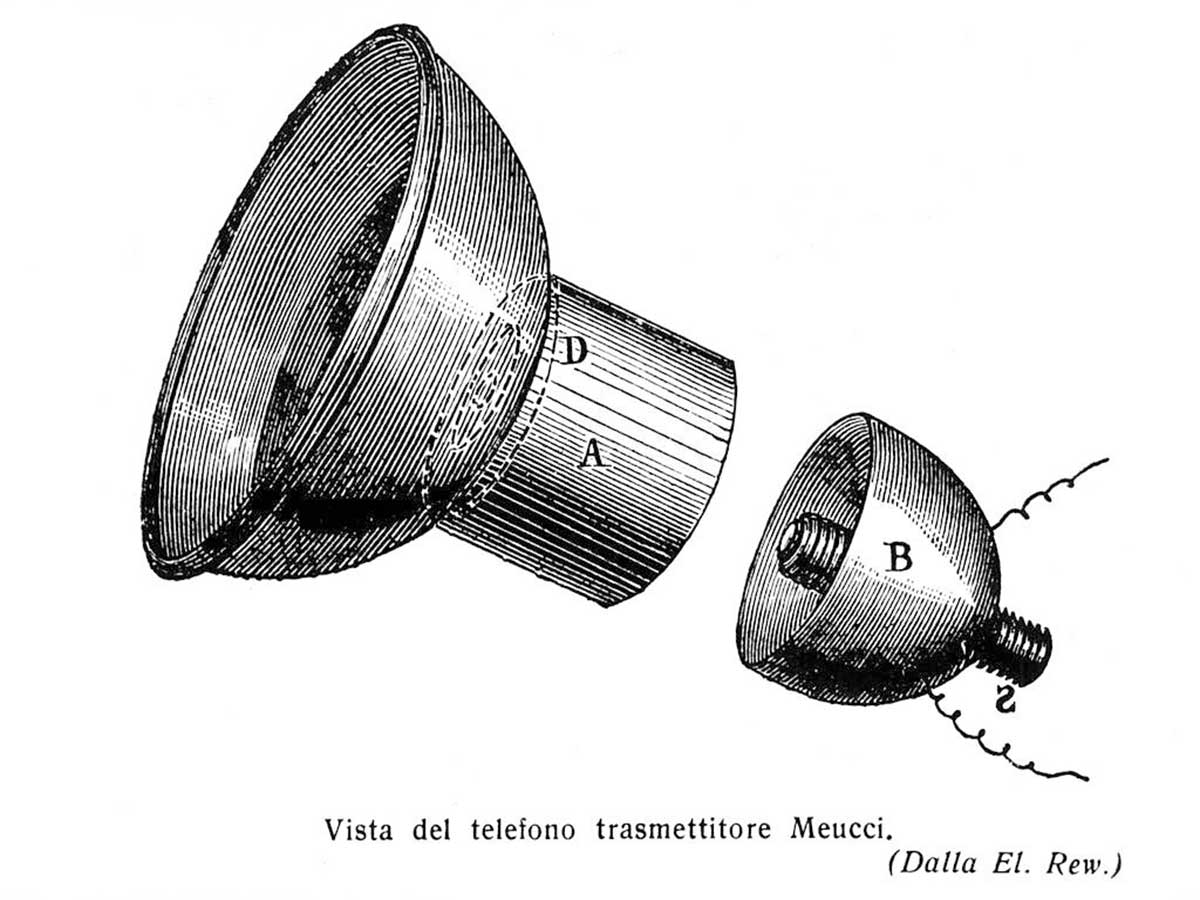 Detailed Cross section of a transmitter telettrofono (prototype of the phone) invented by Antonio Meucci