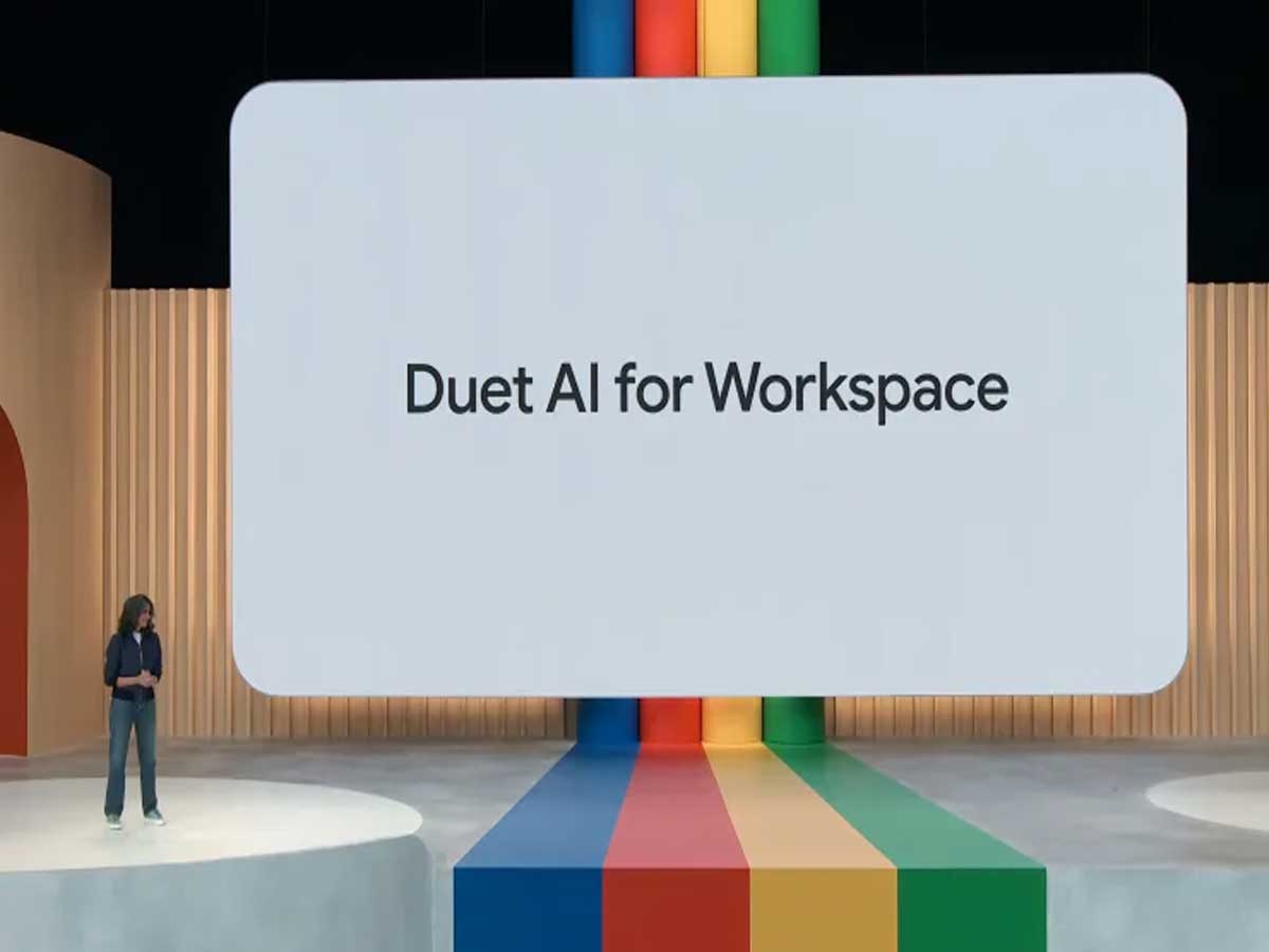 Google's major announcement at the I/O 2023 conference introduces "Duet AI" as the new branding for generative AI features in Workspace.