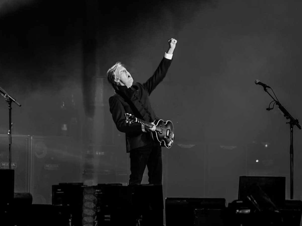 Paul McCartney performs on the Pyramid stage during day four of Glastonbury Festival 