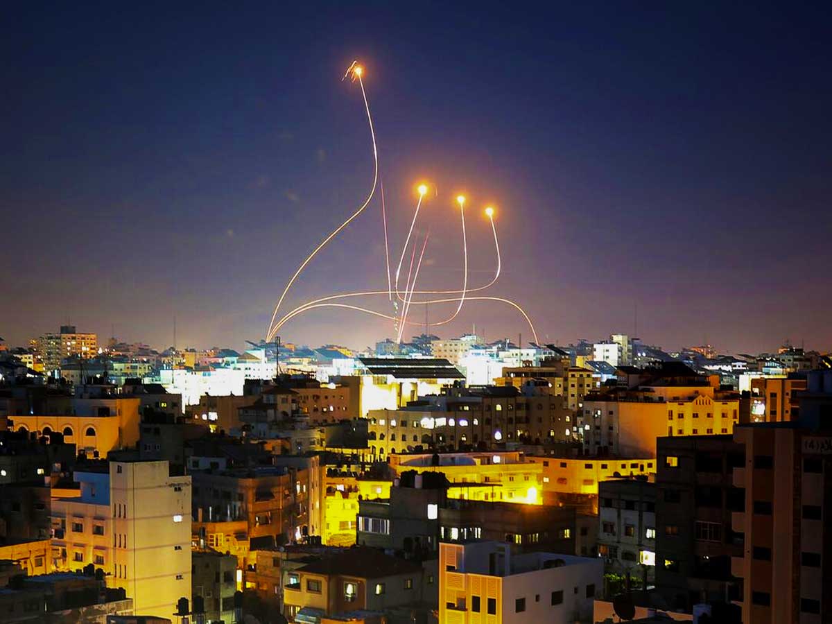 Israel's Iron Dome air defense system intercepts rockets launched from Gaza City, on May 10. The system, in service for over a decade, is an example of Israel’s early adoption of AI-based technologies in warfare.