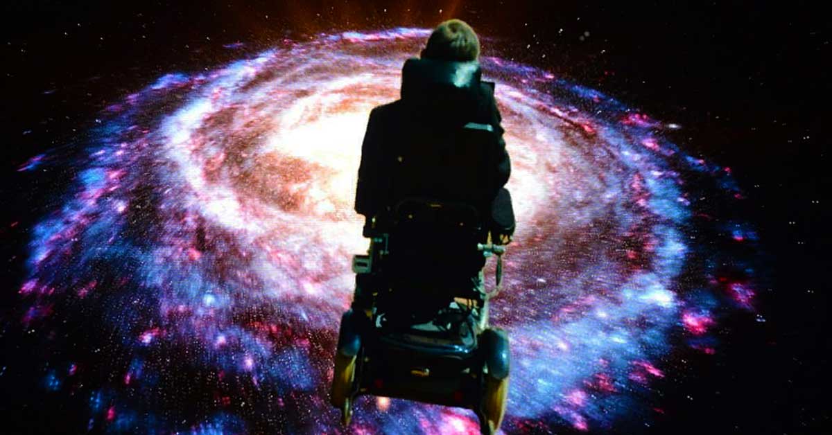 Stephen Hawking during his performance on the opening night of "Monty Python Live